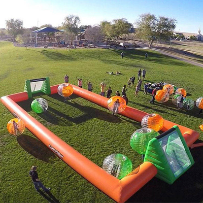 EN14960 PVC Inflatable Football Game Giant Inflatable Soccer Field Rental Outdoor