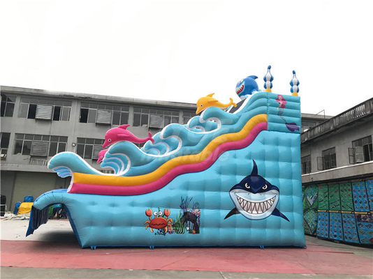 Fire Resistant Tarpaulin Inflatable Water Slides For School Club Playing Center