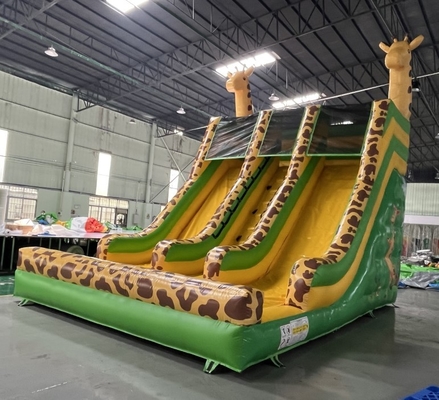 Plato Commercial Giraffe Double Inflatable Water Slides Cartoon Theme