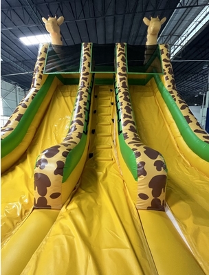 Plato Commercial Giraffe Double Inflatable Water Slides Cartoon Theme