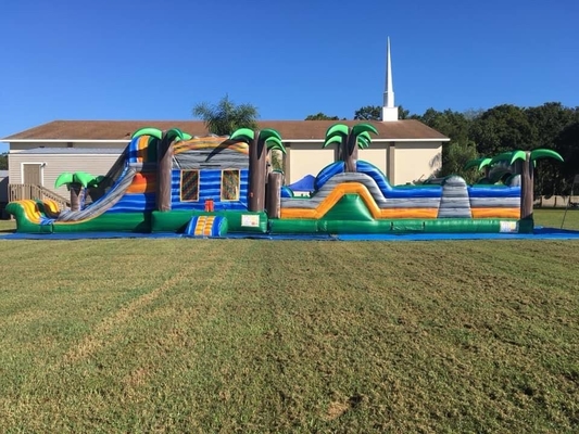 PVC Inflatable Bounce House 5k Run Obstacle Course For Kids
