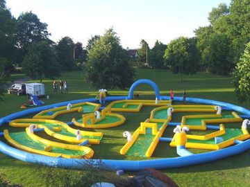 Popular Crazy Inflatable Sports Games , Inflatable Golf Race Field For Event