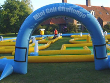 Popular Crazy Inflatable Sports Games , Inflatable Golf Race Field For Event