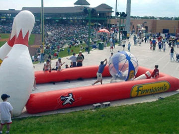 Funny Custom Giant Inflatable Sports Games Human Bowling Pins With Zorb Ball