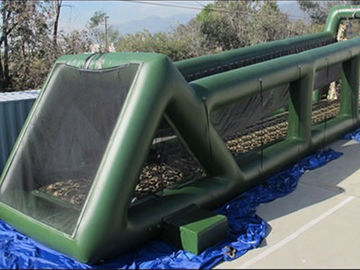 High 80ft Green Inflatable Sports Games Long Giant Inflatable Zip Line For Adults