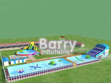 Commercial inflatable water park equipment , metal frame inflatable amusement park