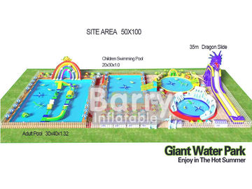 3D Inflatable Backyard Water Park Construction Giant 0.55mm PVC Tarpaulin