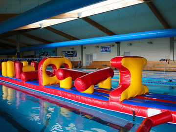 54 FT Long Giant Water Inflatable Obstacle Course With Slide Durable 0.9mm PVC