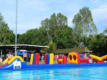 54 FT Long Giant Water Inflatable Obstacle Course With Slide Durable 0.9mm PVC