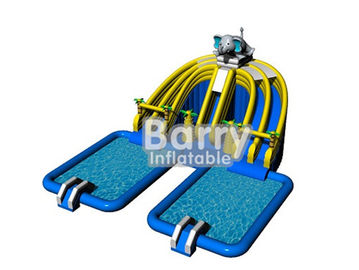 professional animal inflatable mobile water park , outdoor amusement park rides with 2 swimming pools