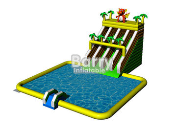 0.55mm PVC Tarpaulin Garden Jungle Inflatable Water Slide Park For Commercial