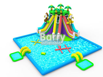 Kids inflatable water park equipment , OEM/ODM jungle inflatable water slide pool park