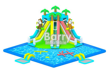 Kids inflatable water park equipment , OEM/ODM jungle inflatable water slide pool park