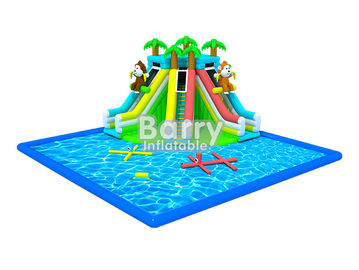 Kids inflatable water park equipment , OEM/ODM jungle inflatable water slide pool park
