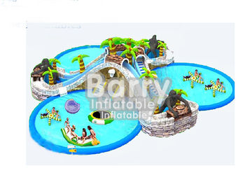 Kids Inflatable Water Park / Aqua Park Durable Commercial Grade With 3 Pools