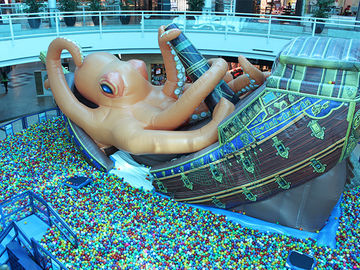Indoor Pirate ship giant octopus inflatable water park with pit balls for big shopping mall