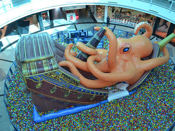 Indoor Pirate ship giant octopus inflatable water park with pit balls for big shopping mall