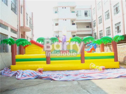 Tarpaulin Inflatable Amusement Park Childrens Bouncy Castle With Slide Elephant Animal Theme