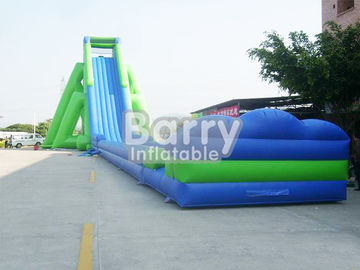 Green And Blue Giant Inflatable Slide PVC Material Massive Inflatable Slides For Lawn