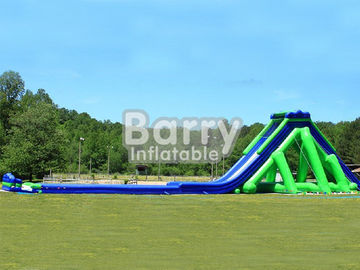 Green And Blue Giant Inflatable Slide PVC Material Massive Inflatable Slides For Lawn