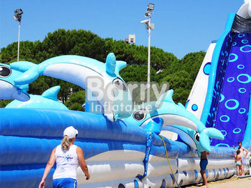 Blue Animal Giant Dolphin Inflatable Water Slide Adult Size Huge Inflatable Slides