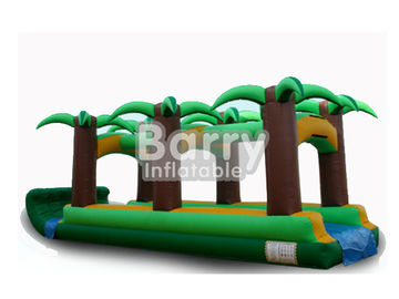 Commercial Double Lane Jungle Inflatable Blow Up Water Slides 0.55mm PVC Tarpaulin