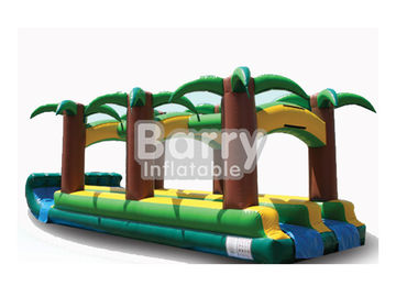 Commercial Double Lane Jungle Inflatable Blow Up Water Slides 0.55mm PVC Tarpaulin