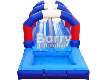 Blue / Red / White Double Lane Inflatable  With Pool Animal Theme