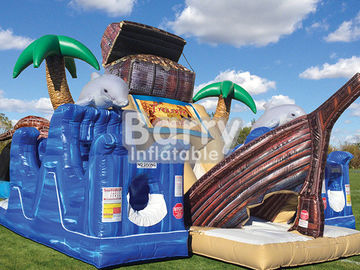 Treasure Island Inflatable Obstacle Courses Jungle Pirate Ship Inflatable Bouncer