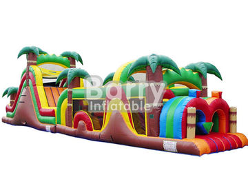 Jungle Inflatable Obstacles Courses / Obstacle Course Jumpers With Slide