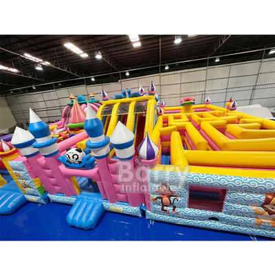 Durable Tarpaulin Combo Bounce House With Game Theme Park  Inflatable Maze Playground