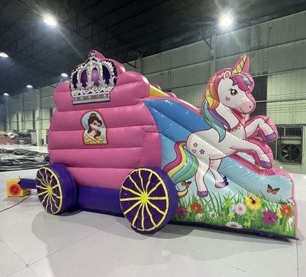 Cartoon theme Inflatable Bounce House Slide Combo Unicorn Horse Bouncy Castle Slides