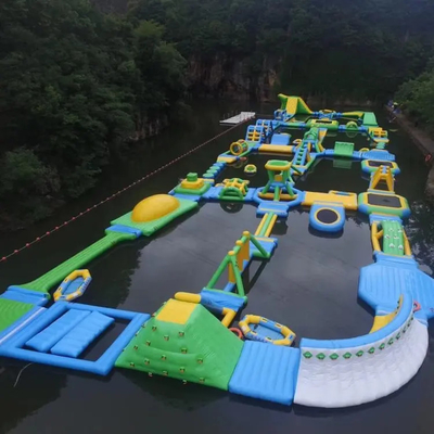 Inflatable Floating Island Trampoline Customized Summer Floating Water Park