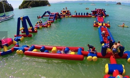 Giant Island Inflatable Water Park Inflatable Floating Water Slides  Anti UV