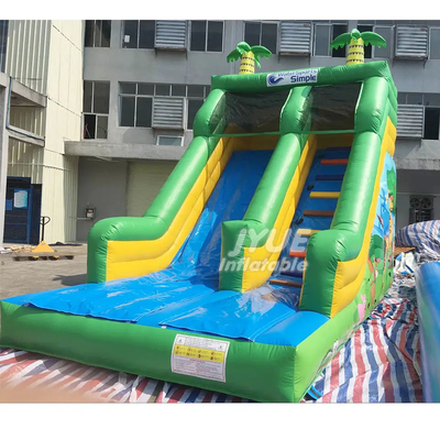 0.55mm PVC Castle Bounce House With Slide Jungle Animal Theme Inflatable Slide