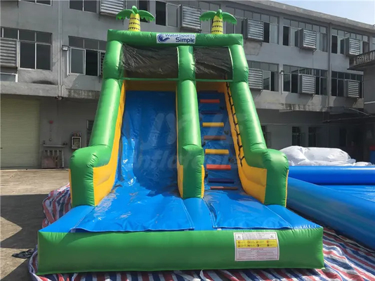 0.55mm PVC Castle Bounce House With Slide Jungle Animal Theme Inflatable Slide