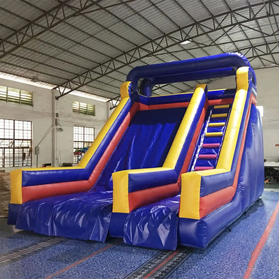 Commercial Tarpaulin Inflatable Water Slides Blow Up Blue Slides For Family