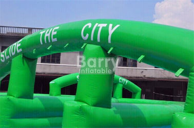 Crazy Fun Green Inflatable City Slide Big Inflatable Slides For Street / Road