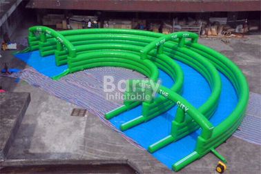 Crazy Fun Green Inflatable City Slide Big Inflatable Slides For Street / Road