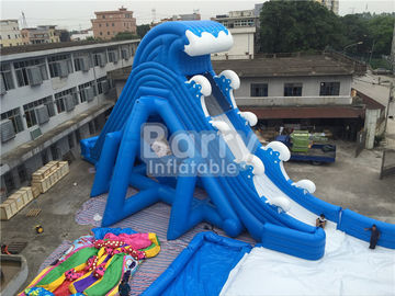 Blue Wave 36 * 20 * 15m Giant Inflatable Water Slide With Pool CE/UL Blower