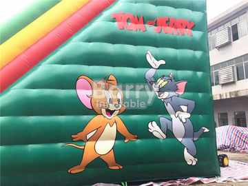Tom / Jack 14m Length Double Lane Slip Inflatable Dry Slide With Air Blower