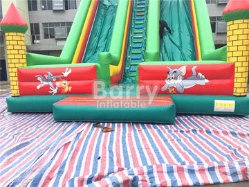 Tom / Jack 14m Length Double Lane Slip Inflatable Dry Slide With Air Blower