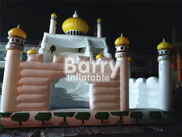 PVC Tarpaulin 0.55mm Castle Commercial Inflatable Slide With Jumping Area