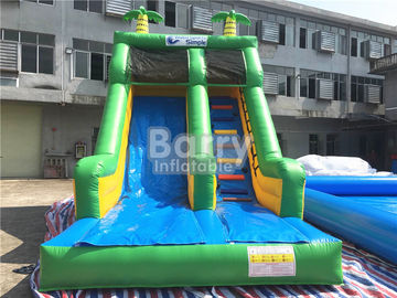 Single Lane Green Jungle Commercial Inflatable Slide Zoo Printing For Children