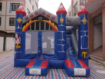 0.55mm PVC Castle Bounce House / Jumpy Houses With Slide CE Certification