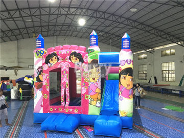 Pink Princess Large Dora Inflatable Bounce House Commercial With Digital Printing