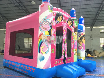 Pink Princess Large Dora Inflatable Bounce House Commercial With Digital Printing