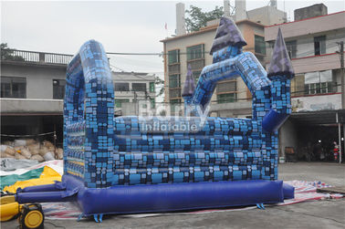 0.55mm PVC Inflatable Bouncer Blue Block Bouncy House Castle For Halloween Festival