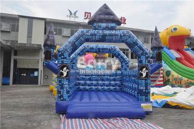 0.55mm PVC Inflatable Bouncer Blue Block Bouncy House Castle For Halloween Festival