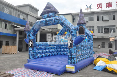 0.55mm PVC Inflatable Bouncer Blue Block Bouncy House Castle For Halloween Festival